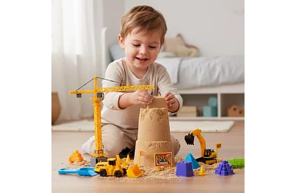 Kinetický piesok 1500 g s XXL príslušenstvom – stavenisko