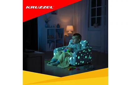 Detská rozkladacia sedačka - plyšové svietiace kreslo