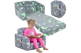 Detská rozkladacia sedačka - plyšové svietiace kreslo