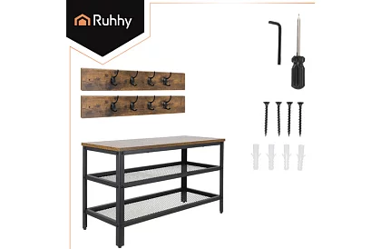 Předsieňová stena - botník + 2 police s vešiakmi