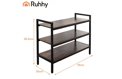 Botník s drevenými policami 58,5 × 79 × 30 cm