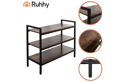 Botník s drevenými policami 58,5 × 79 × 30 cm