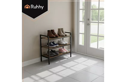 Botník s drevenými policami 58,5 × 79 × 30 cm