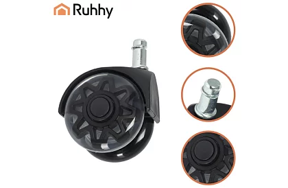 Náhradné gumové kolieska pre kancelárske stoličky – 5 ks čierna