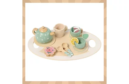 Drevená čajová súprava – zelená