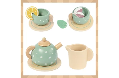 Drevená čajová súprava – zelená