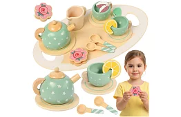 Drevená čajová súprava – zelená