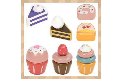 Veľká drevená zelená čajová súprava + stojan na torty