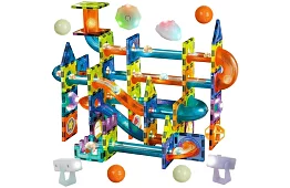 Vzdelávacia magnetická 3D stavebnica – guľôčková dráha 110 dielov