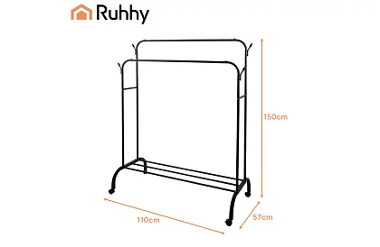 Dvojitý vešiak na oblečenie na kolieskach