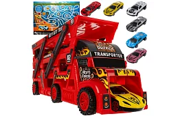 Kamión s prívesom na prepravu vozidiel + 6 áut