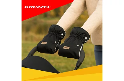 Čierny rukavník - teplé rukavice na kočík