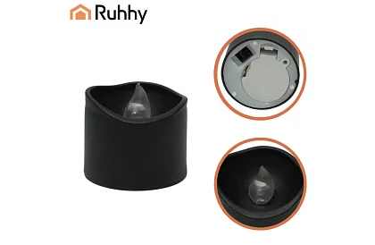 LED čierne sviečky s efektom plameňa 3,6 × 3 cm – sada 12 kusov