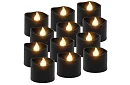 LED čierne sviečky s efektom plameňa 3,6 × 3 cm – sada 12 kusov