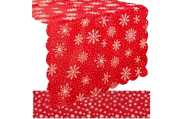 Dlhý vianočný červený behúň s vločkami – 150 x 35 cm