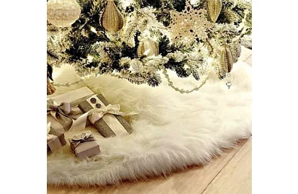 Podložka pod vianočný stromček – 150 cm, biela kožušina
