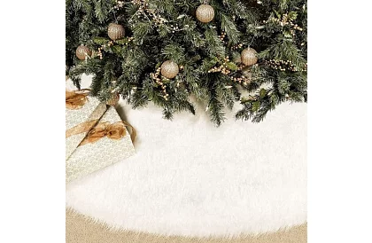 Podložka pod vianočný stromček – 150 cm, biela kožušina