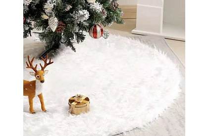 Podložka pod vianočný stromček – 150 cm, biela kožušina