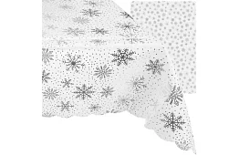 Ubrus so snehovými vločkami 180 x 140 cm – bielostrieborný