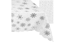 Ubrus so snehovými vločkami 220 x 140 cm – bielostrieborný