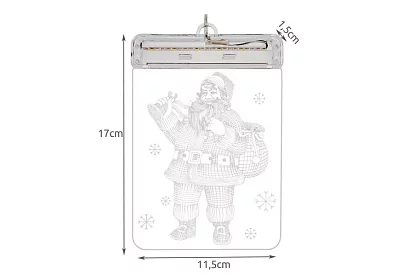 LED vianočná vitráž na batérie – SANTA