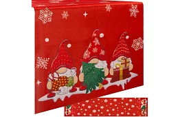 Dlhý vianočný behúň 180 x 40 cm – červený s škriatkami