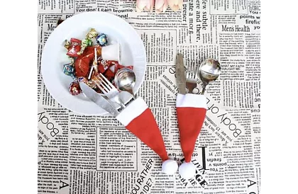 Vianočná kapsa na príbory – sada 12 ks