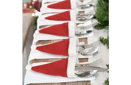 Vianočná kapsa na príbory – sada 12 ks
