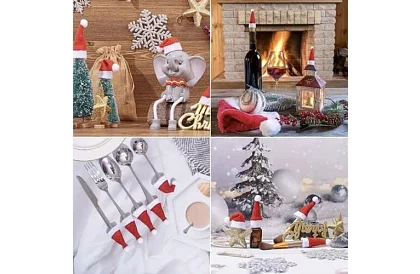 Vianočná kapsa na príbory – sada 12 ks