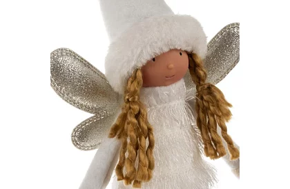 Vianočná biela víla s krídlami – 40 cm