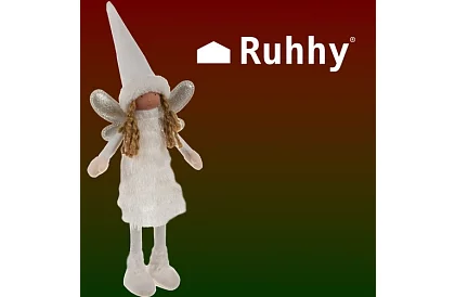 Vianočná biela víla s krídlami – 40 cm