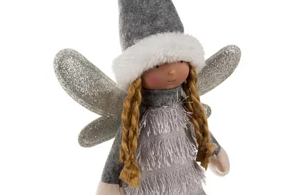 Vianočná strieborná víla s krídlami – 40 cm