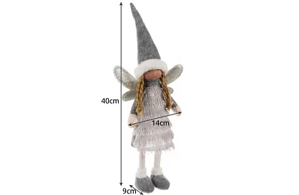 Vianočná strieborná víla s krídlami – 40 cm