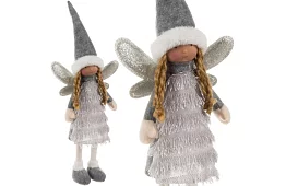 Vianočná strieborná víla s krídlami – 40 cm