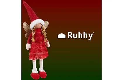 Vianočná červená víla s krídlami – 40 cm