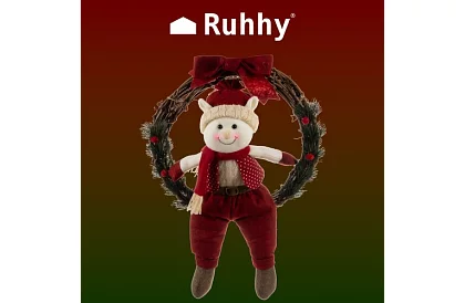 Vianočný veniec na dvere ELF – 36 × 55 cm