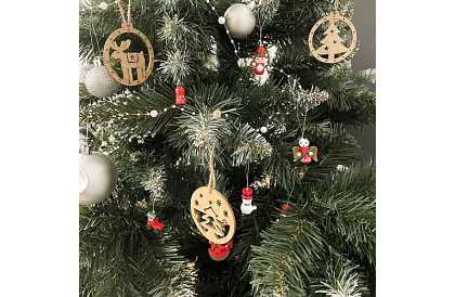 Vianočné drevené ozdoby - 10 kusov