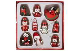 Vianočné drevené ozdoby - 10 kusov