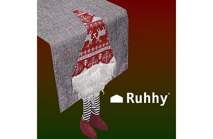 Dlhý vianočný behúň so škriatkom 215 x 34 cm