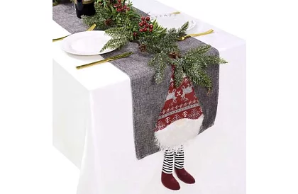 Dlhý vianočný behúň so škriatkom 215 x 34 cm