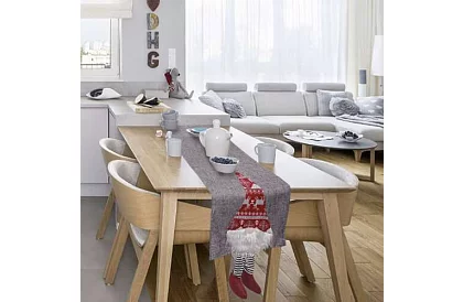 Dlhý vianočný behúň so škriatkom 215 x 34 cm