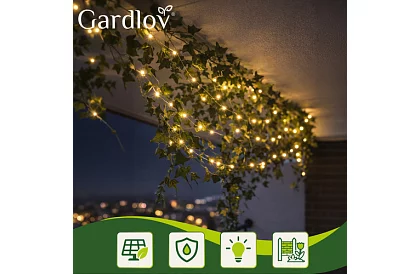 Dekoratívny vonkajší solárny reťaz 15 metrov – teplá biela