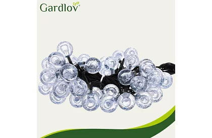 Dekoratívny vonkajší solárny reťazec Balls – 7 metrov, teplá biela