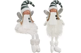 Vianočná sediaca biela víla s krídlami – 32 cm