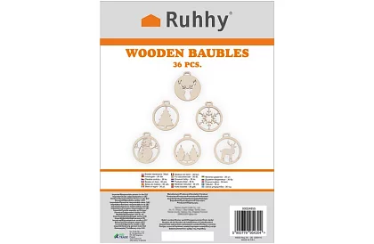 Drevené vianočné ozdoby 36 kusov