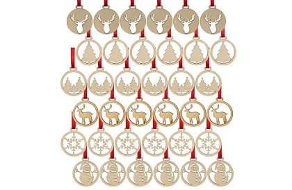 Drevené vianočné ozdoby 36 kusov