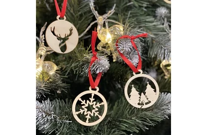 Drevené vianočné ozdoby 36 kusov