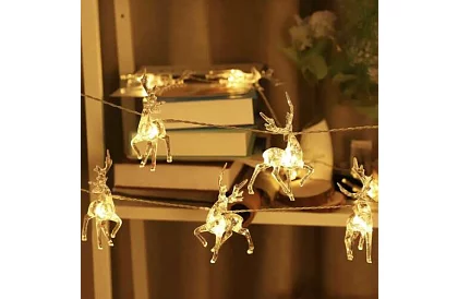 Vianočný LED reťaz na batérie 145 cm - Sobí svetelná girlanda