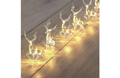 Vianočný LED reťaz na batérie 145 cm - Sobí svetelná girlanda