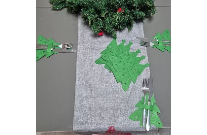 Vianočná kapsa na príbory 12 ks – stromček